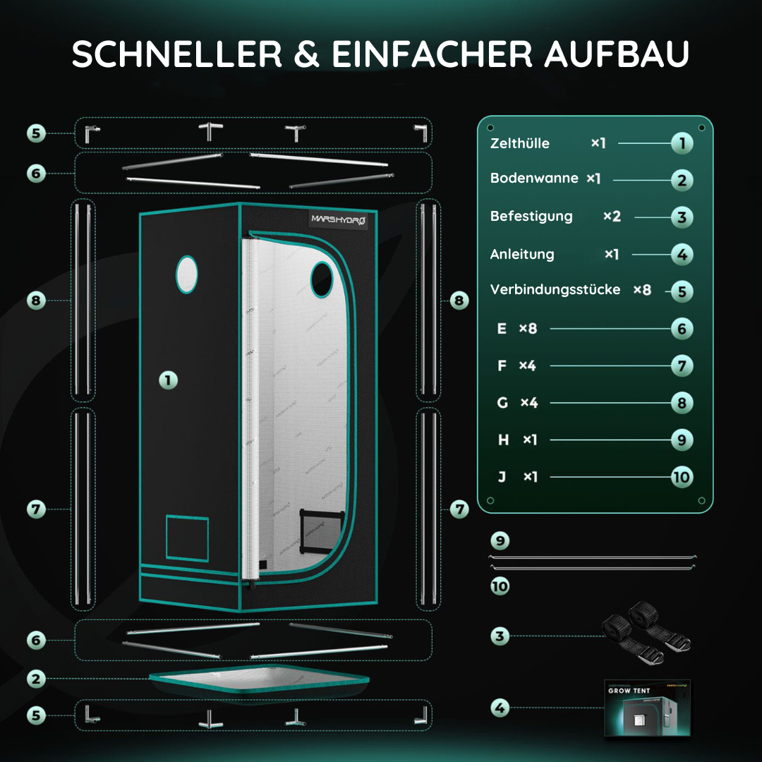 Marshydro TS600  Growkomplettset - 60cm x 60cm x 140cm