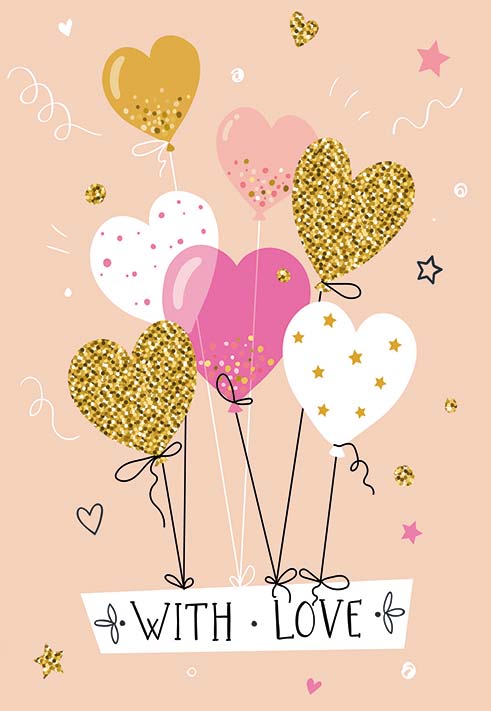 Goldkarte Liebe "heart balloon" - (1g - 5g)